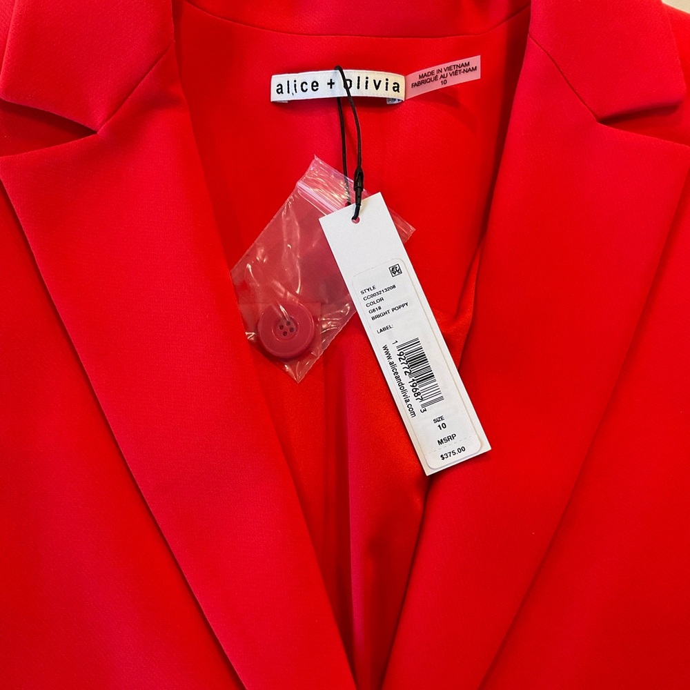 Alice + Olivia Bright Poppy Red Blazer-NWT - Picture 3 of 5